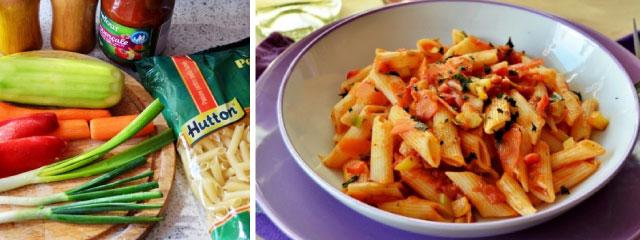 penne cu legume si sos provensal