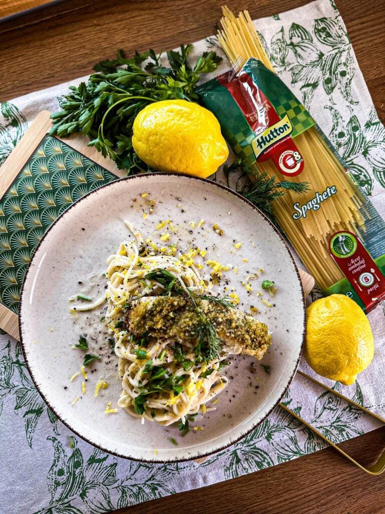 Spaghetti al limone e pesce